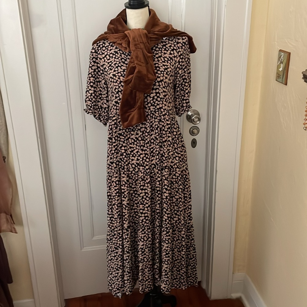 Zara NWOT Boho Floral Tiered Midi Dress - Picture 4 of 9